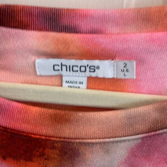 Chico's Amazing Puff Sleeve Colorful Shift Dress pockets sz Chicos 2= L NWOT - Picture 9 of 10